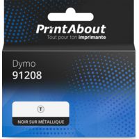 Ruban compatible Dymo 91208 (S0721730) - (12 mm) - Noir sur métallique