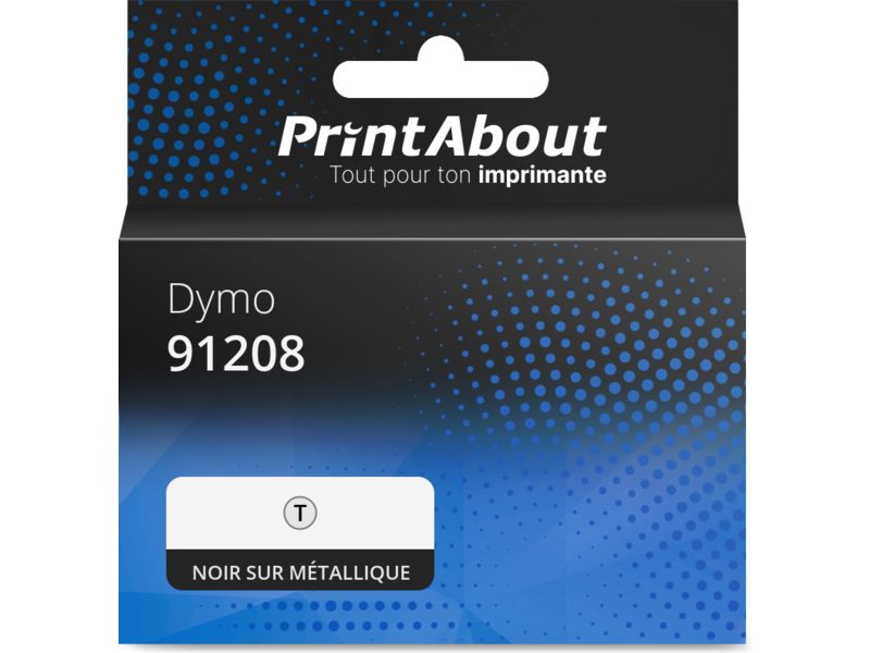 Ruban compatible Dymo 91208 (S0721730) - (12 mm) - Noir sur métallique