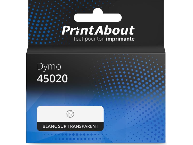 Ruban compatible Dymo 45020 (S0720600) - (12 mm) - Blanc sur transparent
