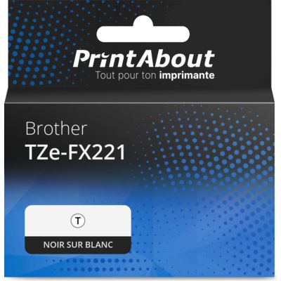 Ruban compatible Brother TZe-FX221 - (9 mm) - Noir sur blanc