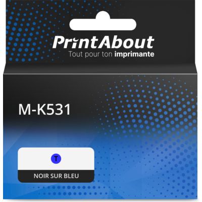 Ruban compatible Brother M-K531 - (12 mm) - Noir sur bleu