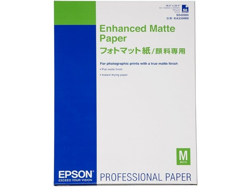 Epson S042095 Enhanced Matte Paper 192 gram A2 (50 vel) - Papier photo