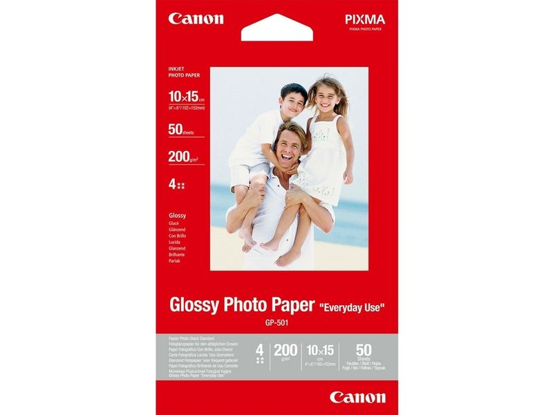 CANON Papier Photo Glacé économique GP-501 - 10 X 15 cm - 50 feuilles