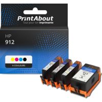 Cartouche compatible HP 912 (3YL77/78/79/80AE) - 4 couleurs - Multipack