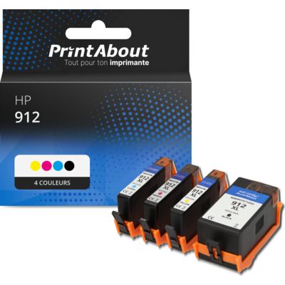 Cartouche compatible HP 912 (3YL77/78/79/80AE) - 4 couleurs - Multipack
