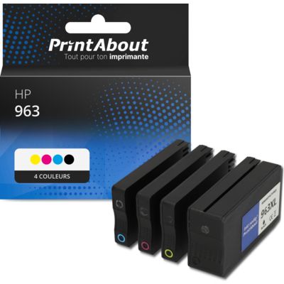 Lot De 4 Cartouches D'encre HP 963XL Vides – Noir, Cyan, Jaune, Magenta – Originales