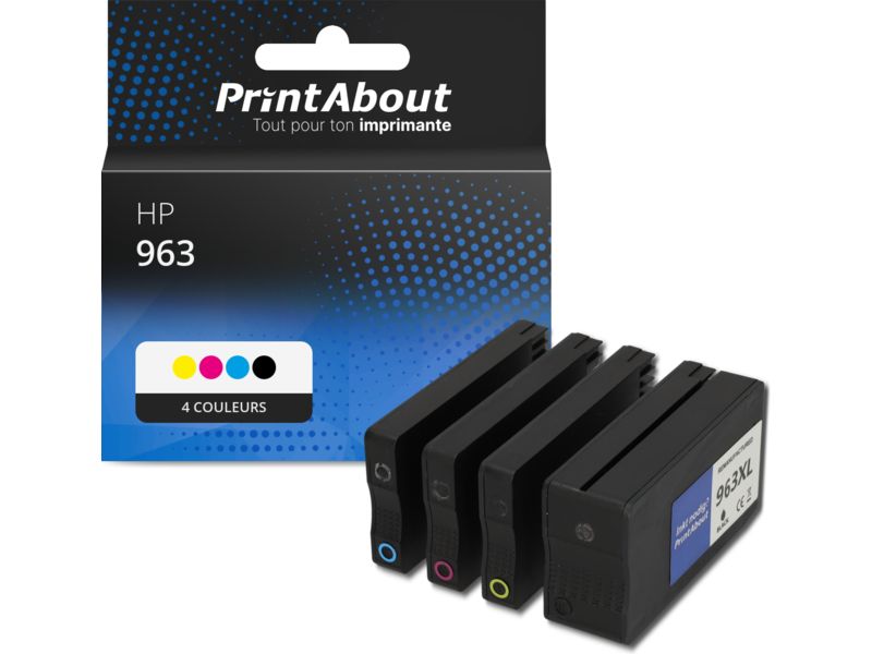 Cartouche compatible HP 963 (3JA23/24/25/26AE) - 4 couleurs - Multipack