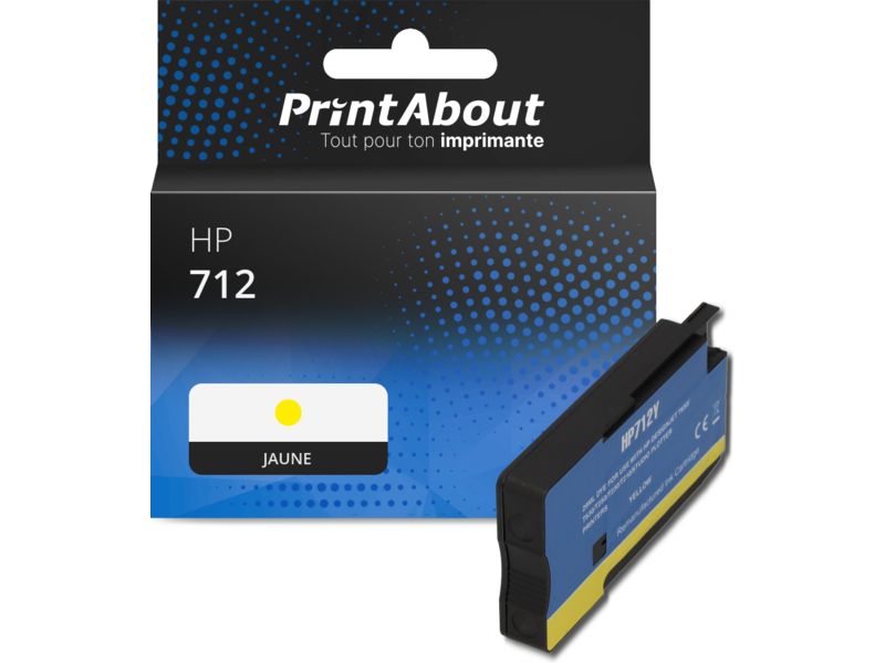 Cartouche compatible HP 712 (3ED69A) - Jaune