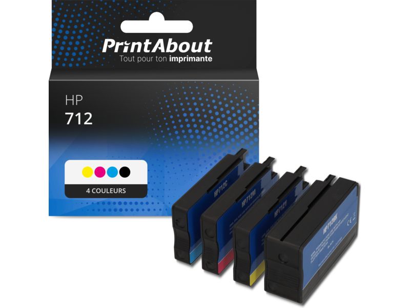 Cartouche compatible HP 712 (3ED67/68/69/70A) - 4 couleurs - Multipack