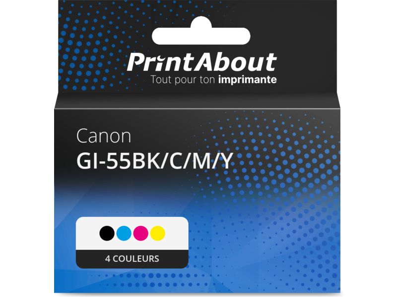 Cartouche compatible Canon GI-55BK/C/M/Y - 4 couleurs - Multipack