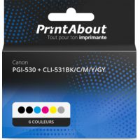 Cartouche compatible Canon PGI-530 + CLI-531BK/C/M/Y/GY - 6 couleurs - Multipack
