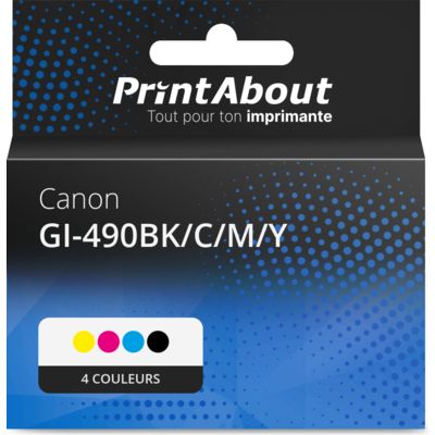 Cartouche compatible Canon GI-490BK/C/M/Y - 4 couleurs - Multipack