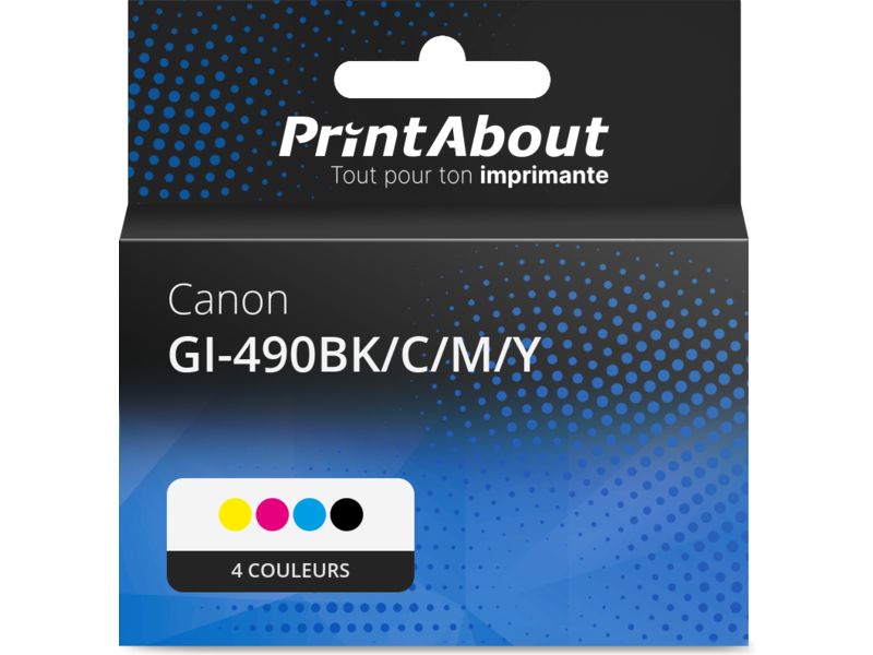 Cartouche compatible Canon GI-490BK/C/M/Y - 4 couleurs - Multipack