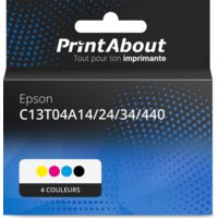 Cartouche compatible Epson C13T04A14/24/34/440 - 4 couleurs - Multipack