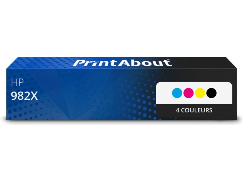 Cartouche compatible HP 982X (T0B27/28/29/30A) - 4 couleurs - Grande capacité - Multipack