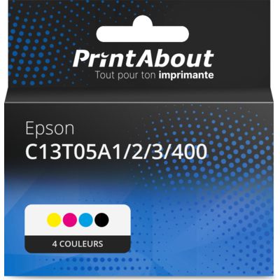 Cartouche compatible Epson C13T05A1/2/3/400 - 4 couleurs - Grande capacité - Multipack