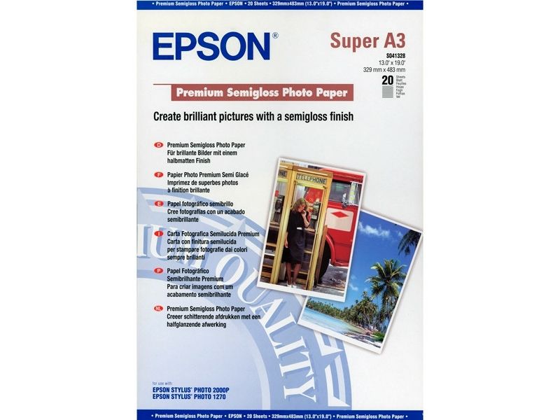 Epson S041328 Premium Semigloss A3+ (20 vel) - Papier photo