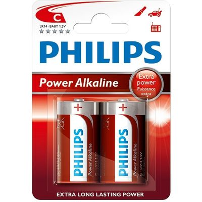 Philips Power Alkaline LR14 Baby C 2 stuks - Piles