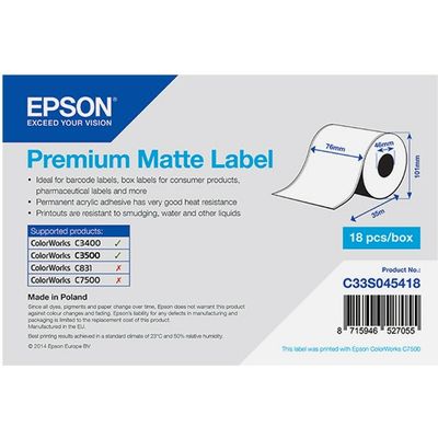 Epson C33S045418 Premium Matte (76mm x 35m) - (rouleau continu) - Blanc - Étiquette