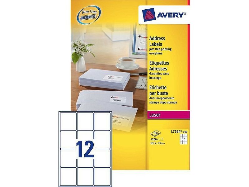 Avery L7164-100 Stickervel 63,5 x 72 mm