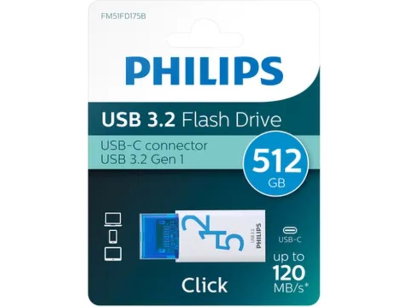 Philips  3.2-stick Click 512GB USB-C - Clé USB