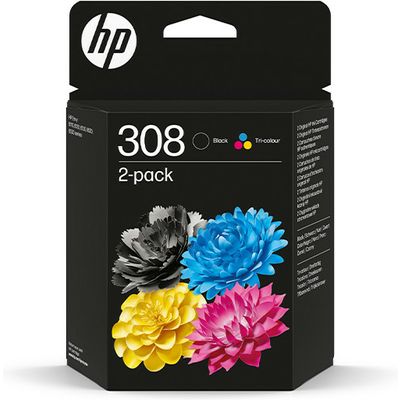 HP 308 (6L6S6UE) - Noir + 3 couleurs - Cartouche d'encre - Multipack