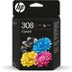 HP 308 (6L6S6UE) - Noir + 3 couleurs - Cartouche d'encre - Multipack