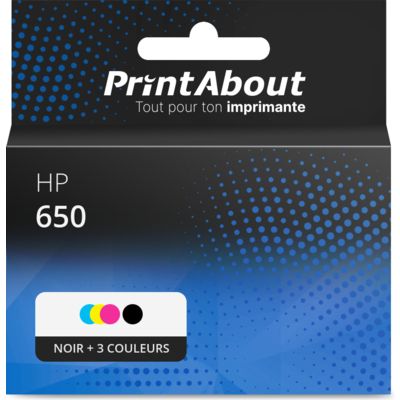 Cartouche compatible HP 650 (CZ101/02AE) - Noir + 3 couleurs - Multipack