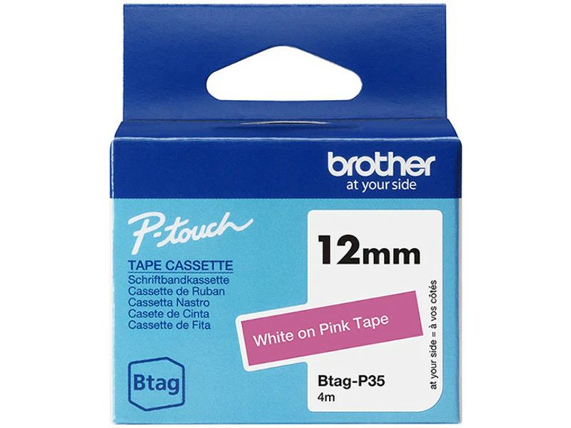 Brother Btag-P35 - Blanc sur rose - Ruban