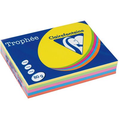 Clairefontaine Multipack intense jaune/vert/orange/rose A4 Papier couleur 80 g/m² (5x100 feuilles)