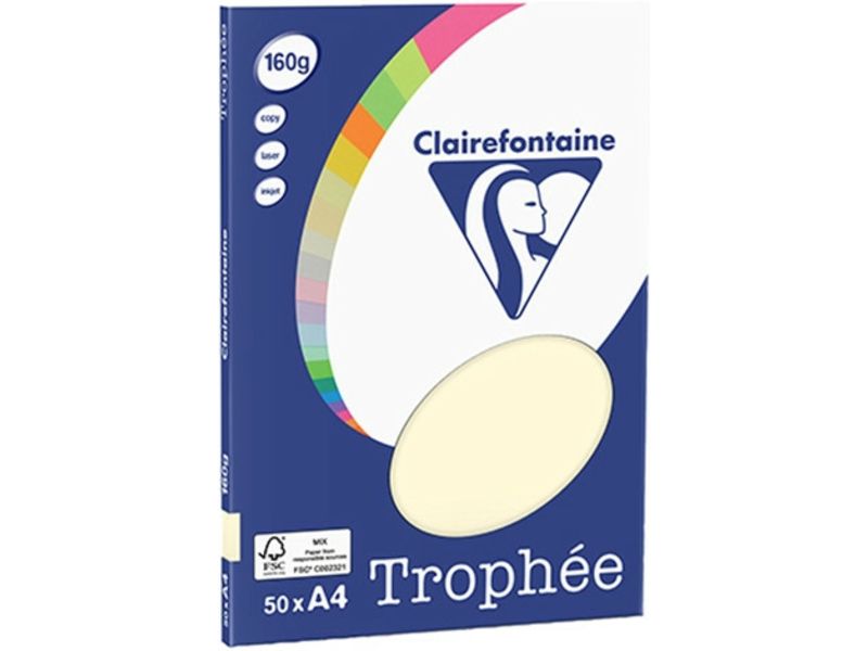 Clairefontaine Crème A4 Papier couleur 160 g/m² (50 feuilles)