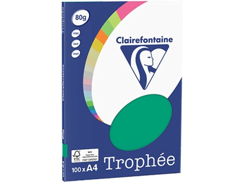 Clairefontaine Vert Pin A4 Papier couleur 80 g/m² (100 feuilles)
