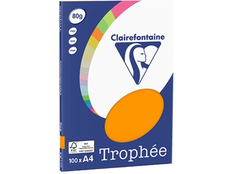 Clairefontaine Orange vif A4 Papier couleur 80 g/m² (100 feuilles)