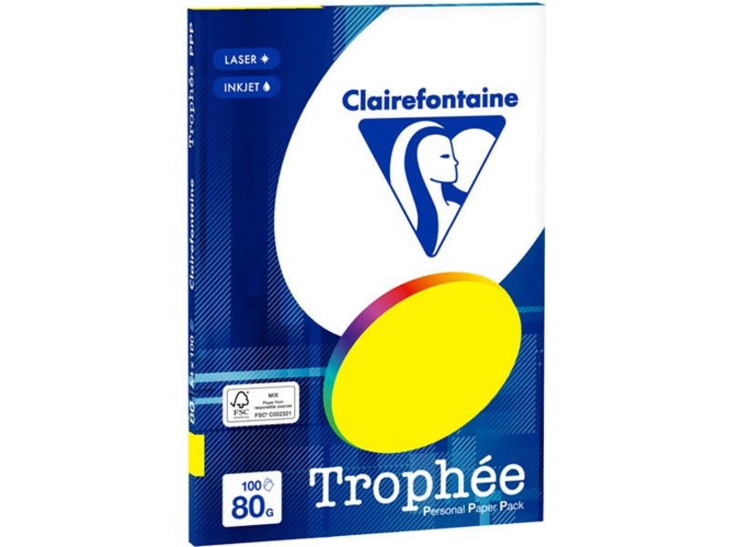 Clairefontaine Fluor geel A4 Gekleurd papier 80 grams (100 vel)