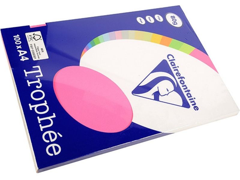 Clairefontaine Rose fluo Papier couleur A4 80 g/m² (100 feuilles)