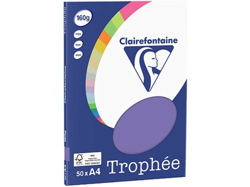 Clairefontaine Violet A4 - 160 grammes (50 feuilles) - Papier de couleur