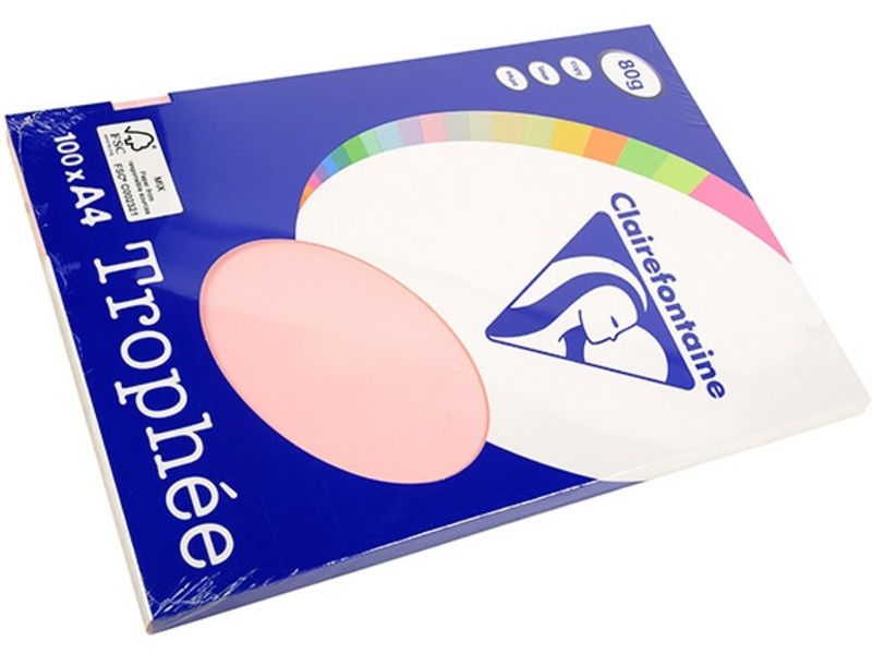 Clairefontaine Rose A4 Papier couleur 80 g/m² (100 feuilles)