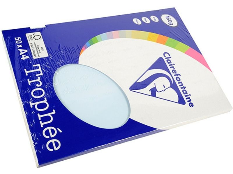 Clairefontaine Bleu azure A4 Papier couleur 160 g/m² (50 feuilles)