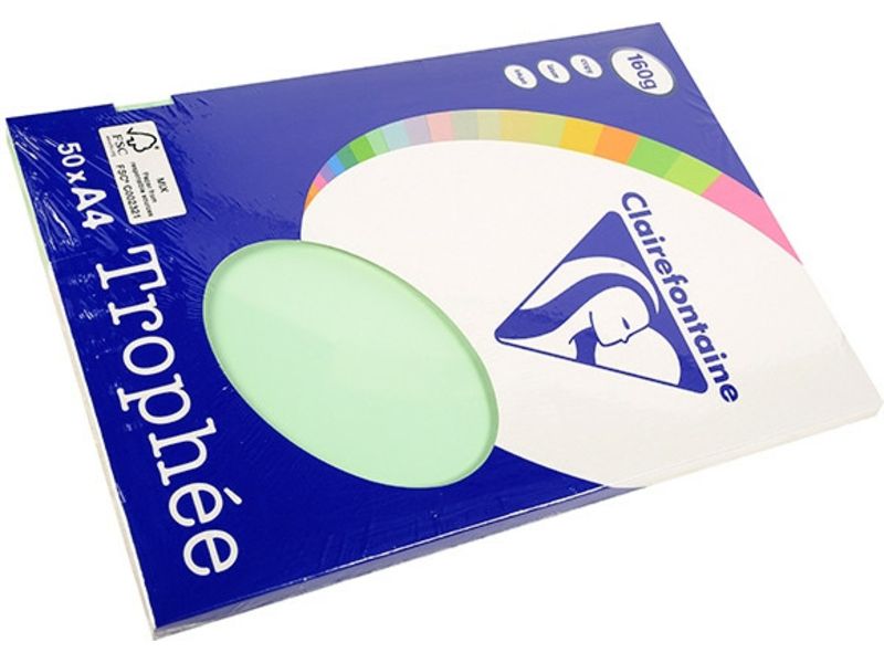 Clairefontaine Vert A4 Papier couleur 160 g/m² (50 feuilles)