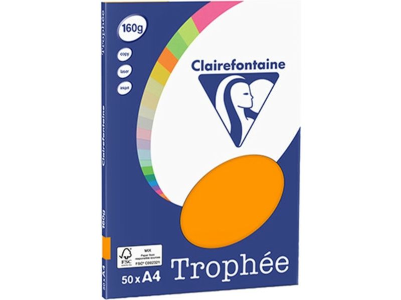 Clairefontaine Orange A4 Papier couleur 160 g/m² (50 feuilles)