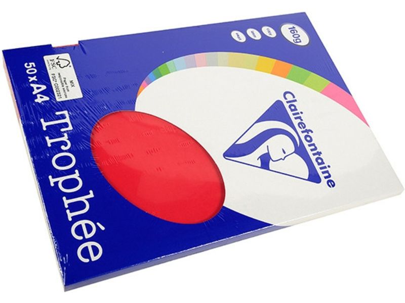 Clairefontaine Rouge cerise Papier couleur A4 160 g/m² (50 feuilles)