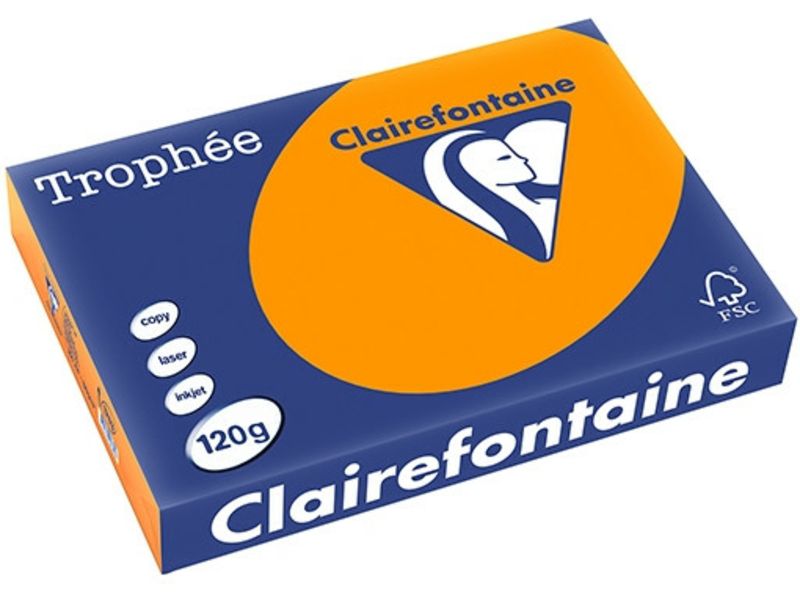 Clairefontaine Orange A4 Papier couleur 120 g/m² (250 feuilles)