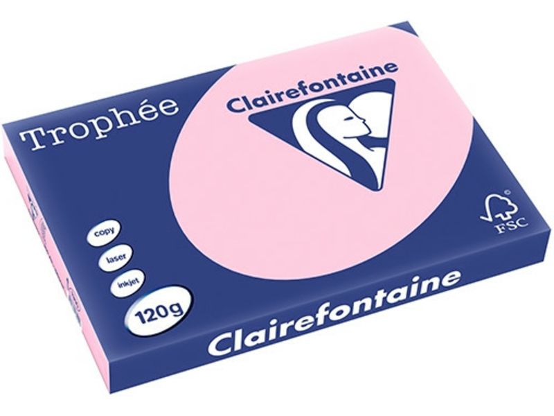Clairefontaine Rose A3 Papier couleur 120 g/m² (250 feuilles)
