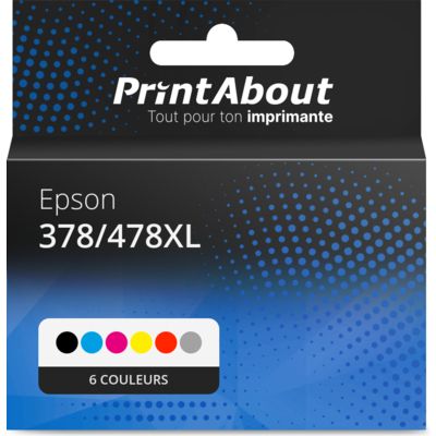 Cartouche compatible Epson 378/478XL (C13T379D4010) - 6 couleurs - Grande capacité - Multipack