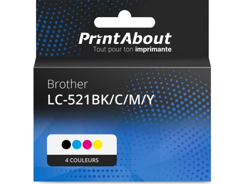 Cartouche compatible Brother LC-521BK/C/M/Y - 4 couleurs - Multipack