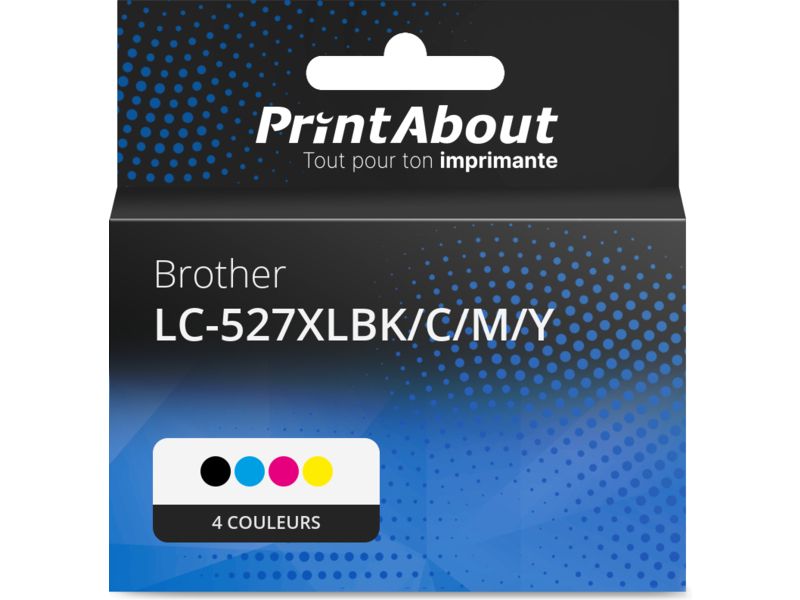 Cartouche compatible Brother LC-527XLBK/C/M/Y - 4 couleurs - Grande capacité - Multipack