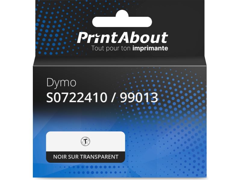 Étiquettes Dymo 99013 (S0722410) (LabelWriter 5XL + 550) (36 mm x 89 mm) Noir sur transparent - Marque propre