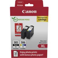 Canon PG-585XL + CL586XL + GP-501 - Noir + 3 couleurs - Cartouche d'encre - Grande capacité - Multipack