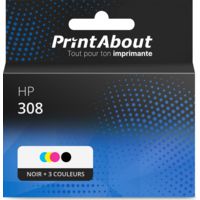 Cartouche compatible HP 308 (7FP20/21UE) - Noir + 3 couleurs - Très grande capacité - Multipack