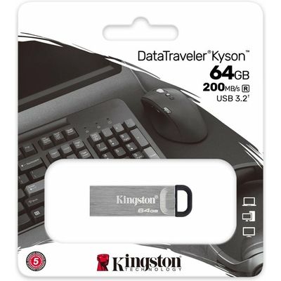 Kingston 64GB DataTraveler Kyson 200MB/s Metal USB 3.2 Gen 1 - Clé USB